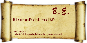 Blumenfeld Enikő névjegykártya